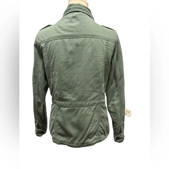 Kirra Field Jacket Womens Med Army Green Sherpa Fleece Lined Canvas Utility Moto - Picture 4 of 13